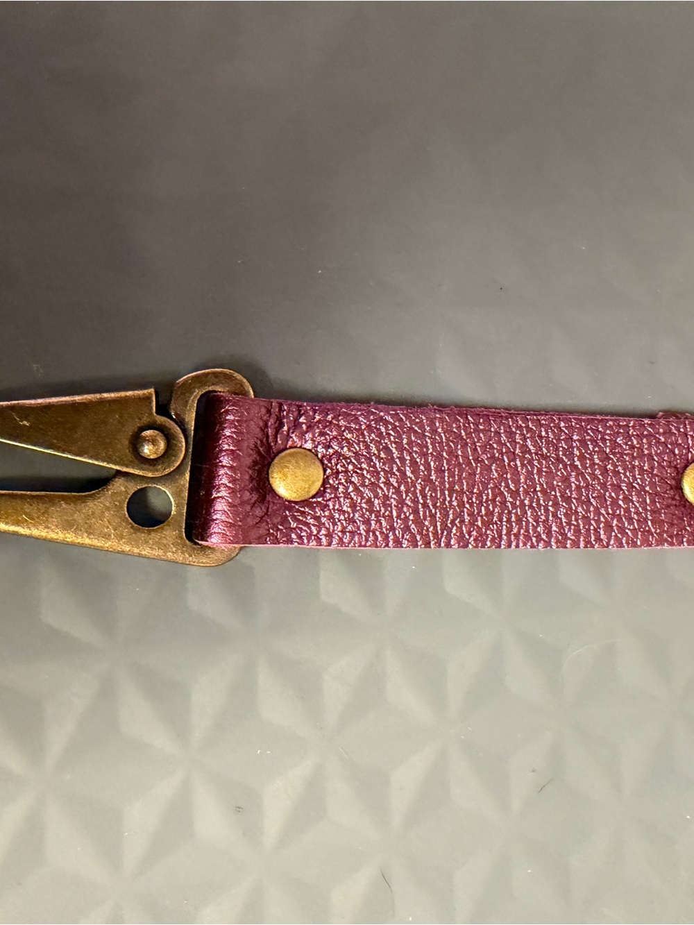 Portland Leather Plum Key & Card Holder Strap with Antique Brass Clip